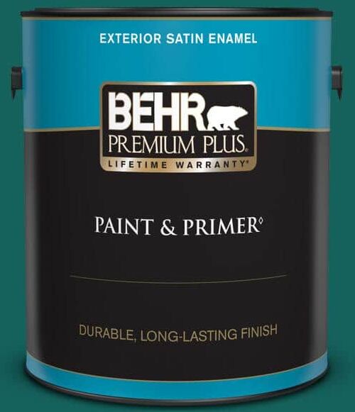 BEHR PREMIUM PLUS 1 gal. #S-H-490 Billiard Table Satin Enamel Exterior Paint & Primer