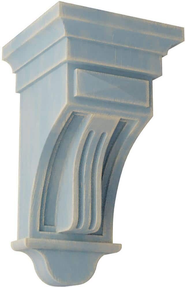 Ekena Millwork 5-1/2 in. x 10 in. x 5-1/2 in. Driftwood Blue Raised Fluting Wood Vintage Decor Corbel