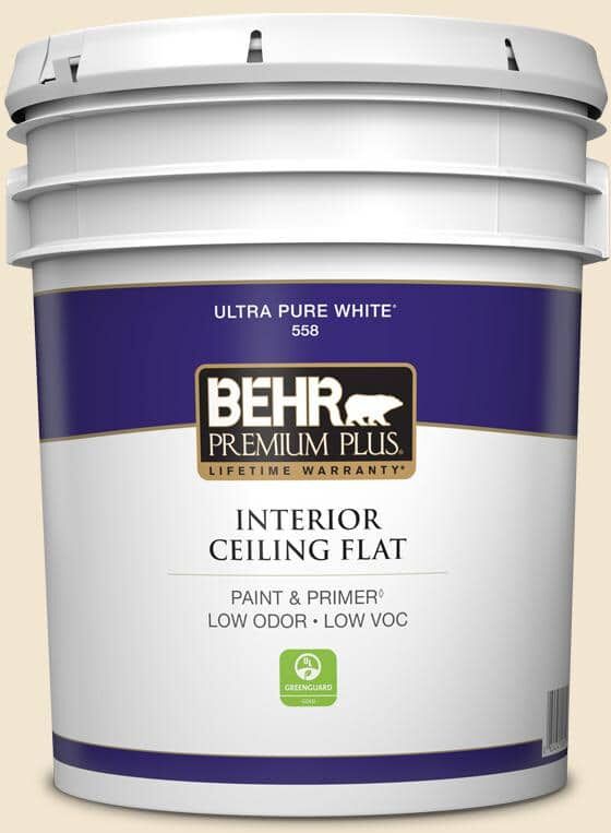 BEHR PREMIUM PLUS 5 gal. #S310-1 Writing Paper Ceiling Flat Interior Paint