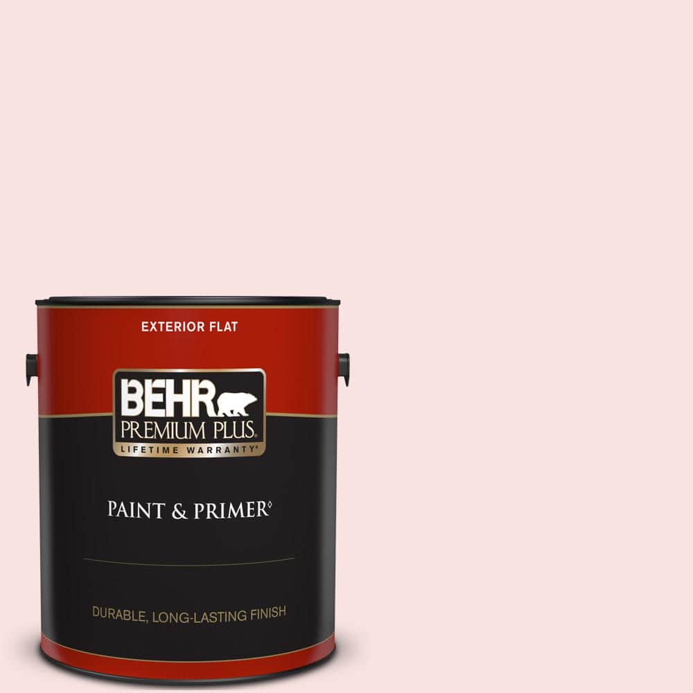 BEHR PREMIUM PLUS 1 gal. #RD-W02 Candy Floss Flat Exterior Paint & Primer
