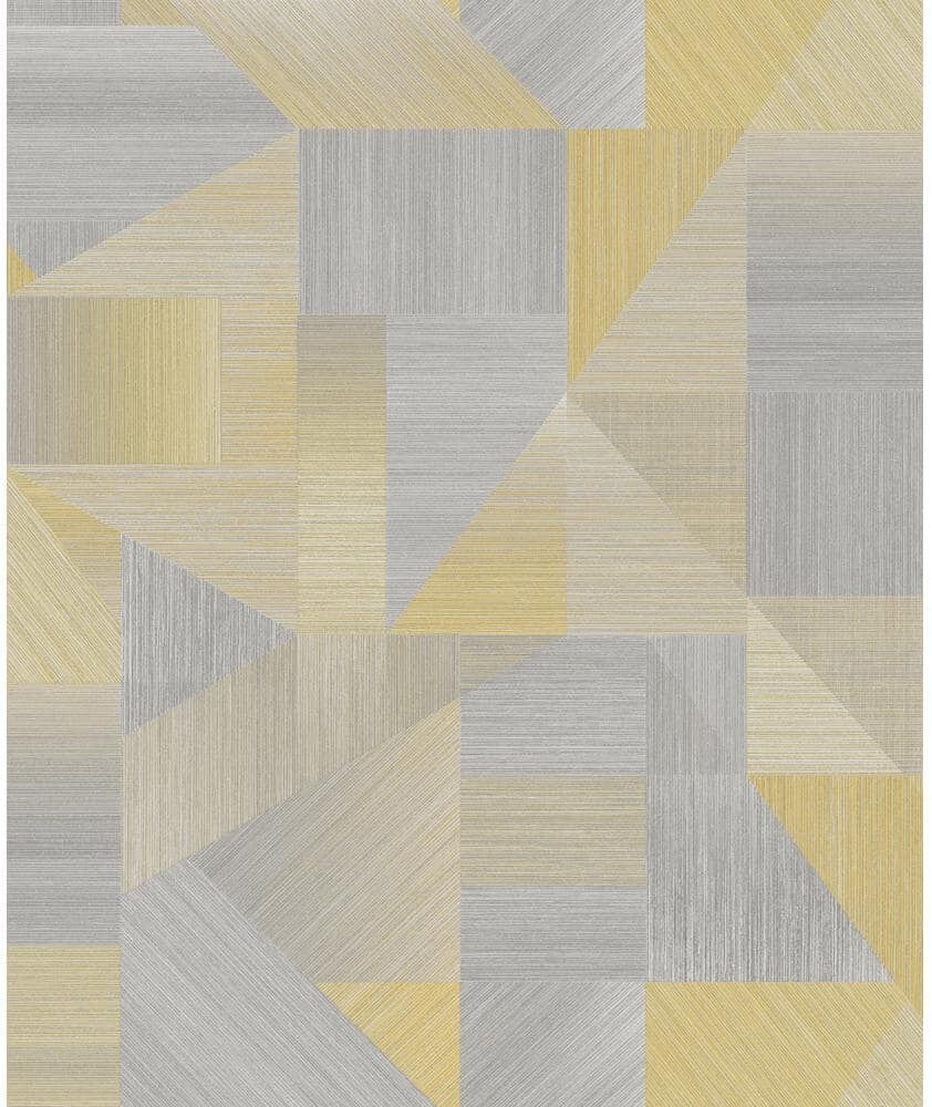 Walls Republic Fabric Patchwork Wallpaper Yellow & Grey Paper Strippable Roll (Covers 57 sq. ft.)