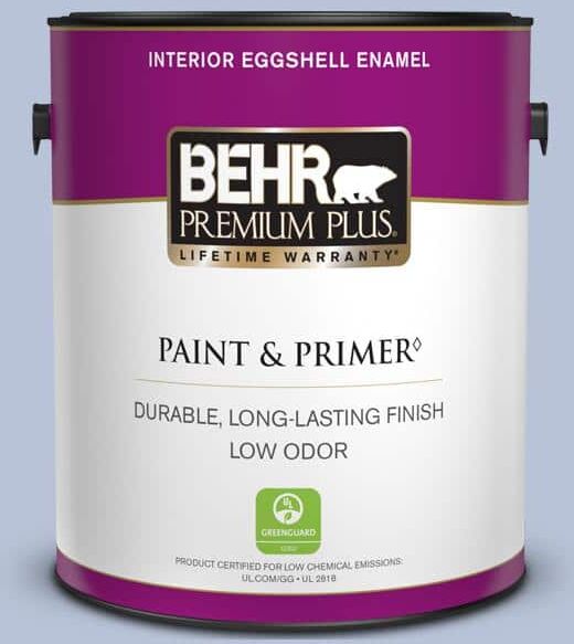 BEHR PREMIUM PLUS 1 gal. #610C-3 Virginia Blue Eggshell Enamel Low Odor Interior Paint & Primer