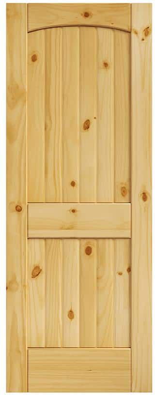 eightdoors 30 in. x 80 in. x 1-3/8 in. 2-Panel Arch Top V-Groove Knotty Solid Core Unfinished Pine Wood Interior Door Slab