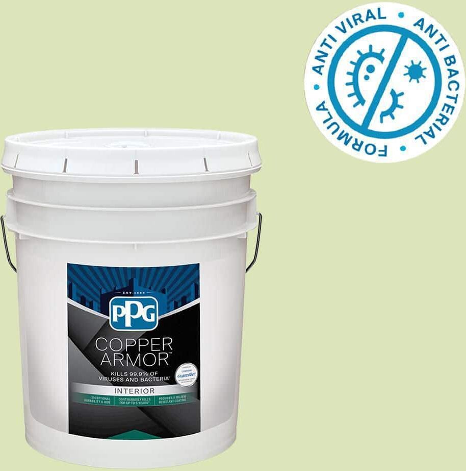 COPPER ARMOR 5 gal. PPG1222-3 Aloe Vera Semi-Gloss Antiviral and Antibacterial Interior Paint with Primer