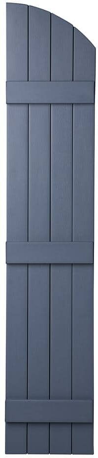 Ply Gem 15 in. x 77 in. Polypropylene Plastic Closed Arch Top Board and Batten Shutters Pair in Blue