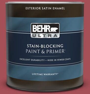 BEHR ULTRA 1 qt. #HDC-FL15-02 Cranberry Jam Satin Enamel Exterior Paint & Primer