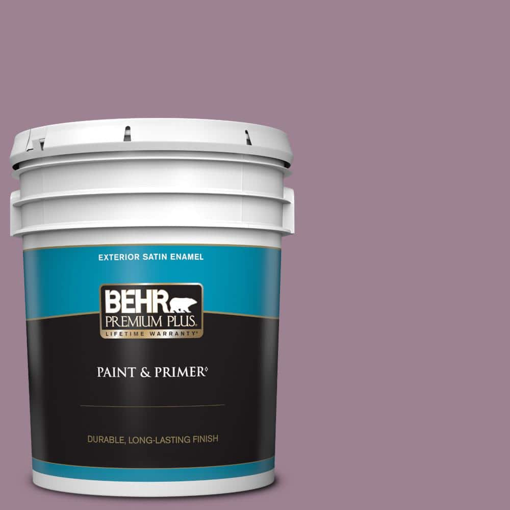 BEHR PREMIUM PLUS 5 gal. #S110-5 Garden Plum Satin Enamel Exterior Paint & Primer