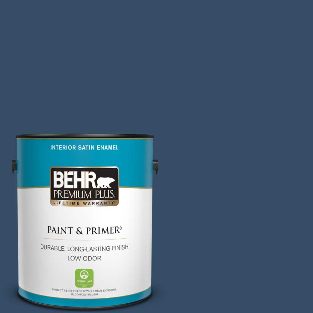 BEHR PREMIUM PLUS 1 gal. Home Decorators Collection #HDC-FL14-12 Rain Boots Satin Enamel Low Odor Interior Paint & Primer