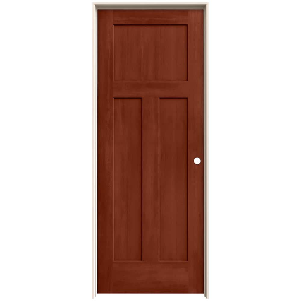 JELD-WEN 32 in. x 80 in. Craftsman Amaretto Stain Left-Hand Molded Composite Single Prehung Interior Door