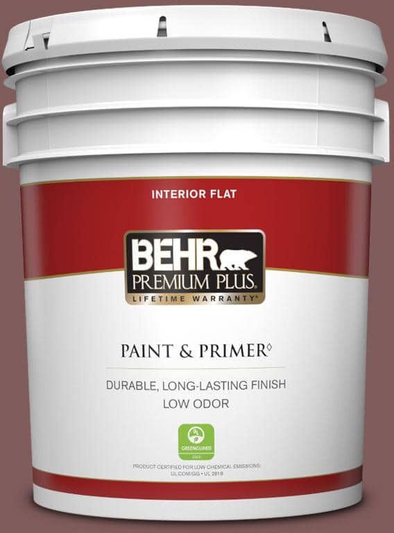 BEHR PREMIUM PLUS 5 gal. #140F-6 Book Binder Flat Low Odor Interior Paint & Primer