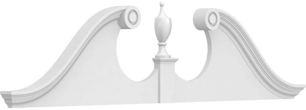 Ekena Millwork 2-3/4 in. x 72 in. x 18 in. Rams Head Architectural Grade PVC Pediment Moulding