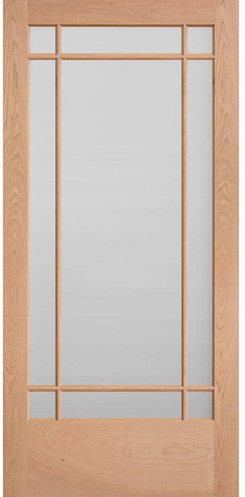 Masonite 40 in. x 84 in. Prairie Cherry Veneer 9-Lite Solid Wood Interior Barn Door Slab