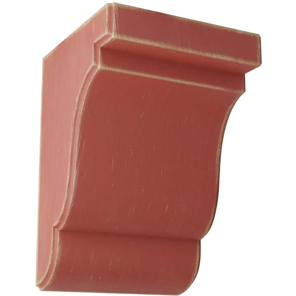 Ekena Millwork 5-1/4 in. x 7-1/2 in. x 5 in. Salvage Red Bedford Wood Vintage Decor Bracket