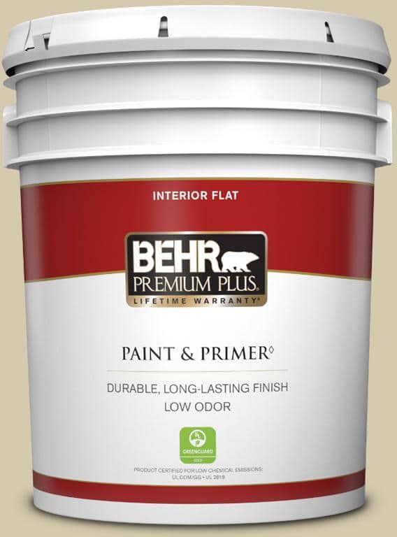 BEHR PREMIUM PLUS 5 gal. #PPU9-12 Prairie House Flat Low Odor Interior Paint & Primer