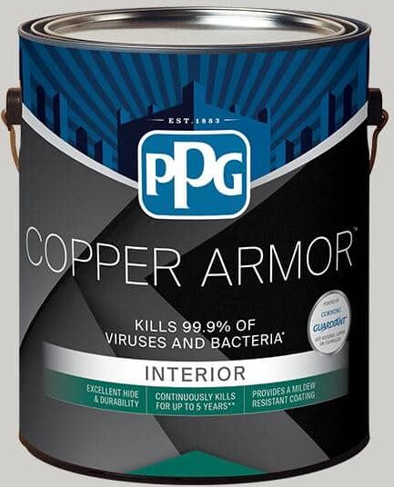 COPPER ARMOR 1 gal. PPG0997-1 Allegheny River Eggshell Antiviral and Antibacterial Interior Paint with Primer