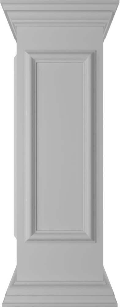 Ekena Millwork Corner 40 in. x 12 in. White Box Newel Post with Panel, Flat Capital and Base Trim (Installation Kit Included)