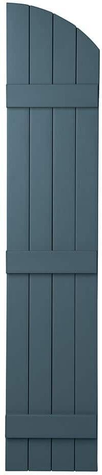 Ply Gem 15 in. x 73 in. Polypropylene Plastic Arch Top Closed Board and Batten Shutters Pair in Coastal Blue