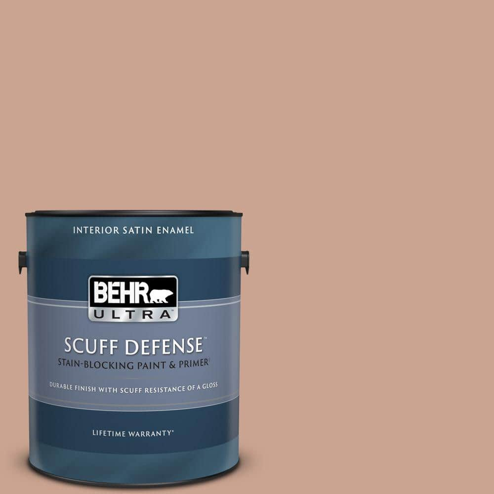 BEHR ULTRA 1 gal. #220F-4 Sombrero Tan Extra Durable Satin Enamel Interior Paint & Primer