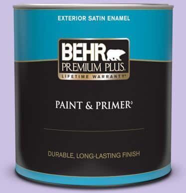 BEHR PREMIUM PLUS 1 qt. #P560-3 Party Hat Satin Enamel Exterior Paint & Primer