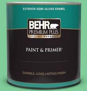 BEHR PREMIUM PLUS 1 qt. #460B-4 Garden Glow Semi-Gloss Enamel Exterior Paint & Primer