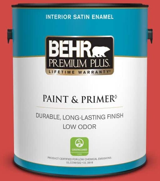 BEHR PREMIUM PLUS 1 gal. #P170-6 Race Car Stripe Satin Enamel Low Odor Interior Paint & Primer