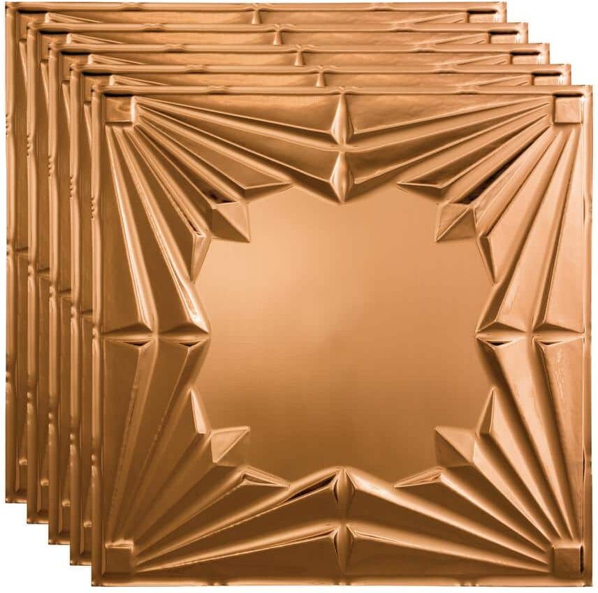 Fasade Art Deco 2 ft. x 2 ft. Polished Copper Lay-In Vinyl Ceiling Tile ( 20 sq.ft. )