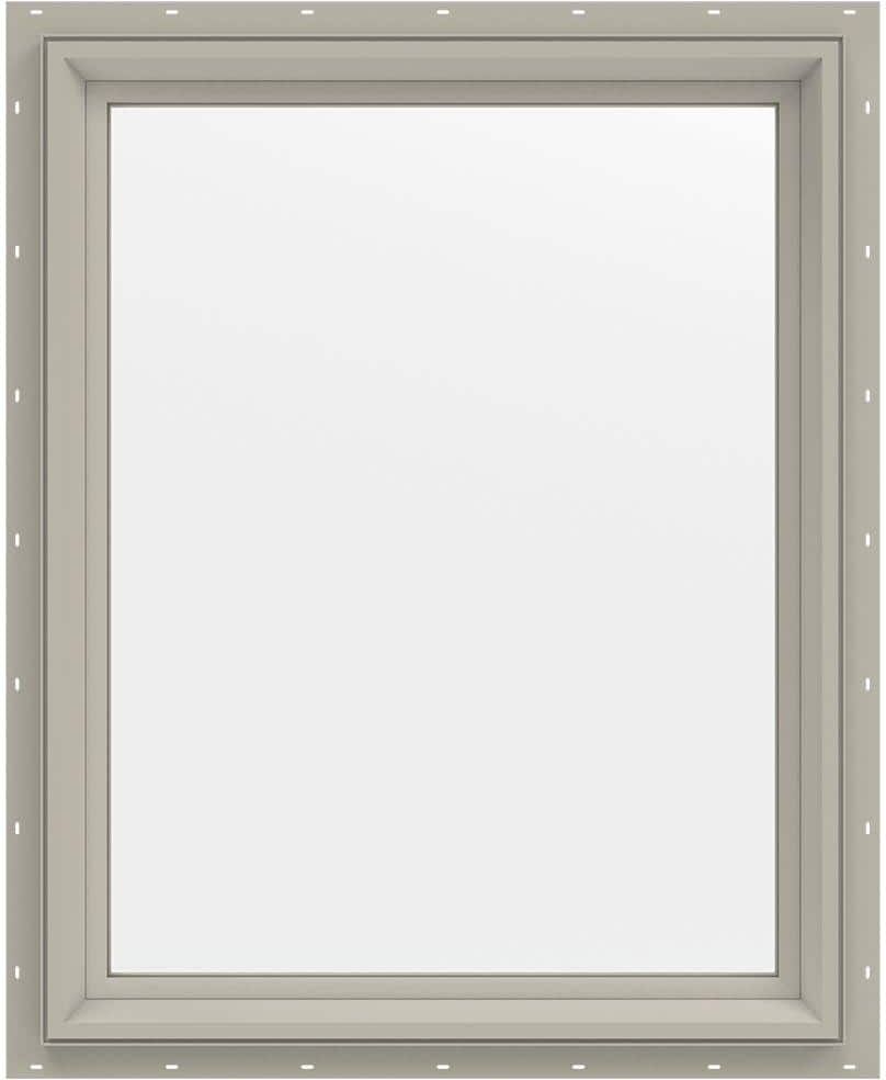 JELD-WEN 23.5 in. x 29.5 in. V-2500 Series Desert Sand Vinyl Picture Window w/ Low-E 366 Glass