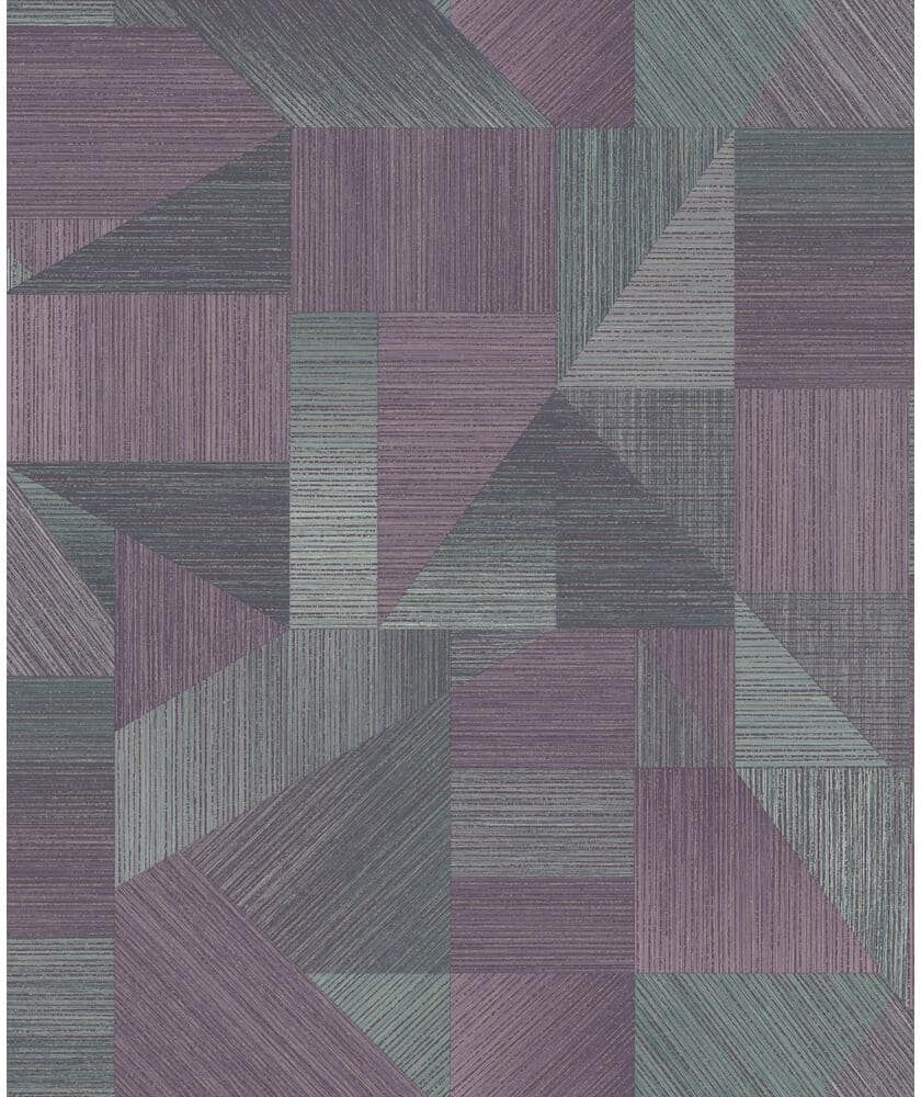 Walls Republic Fabric Patchwork Wallpaper Plum & Teal Paper Strippable Roll (Covers 57 sq. ft.)