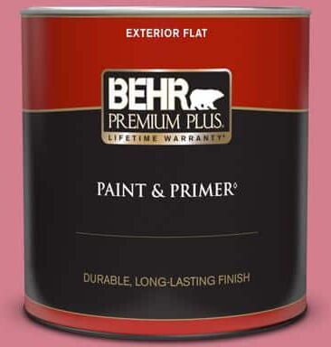 BEHR PREMIUM PLUS 1 qt. #P140-4 I Pink I Can Flat Exterior Paint & Primer