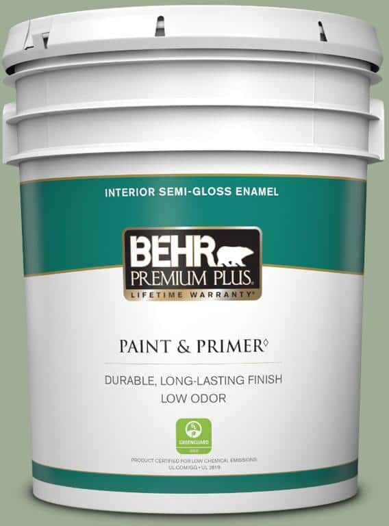 BEHR PREMIUM PLUS 5 gal. #S390-4 Roof Top Garden Semi-Gloss Enamel Low Odor Interior Paint & Primer