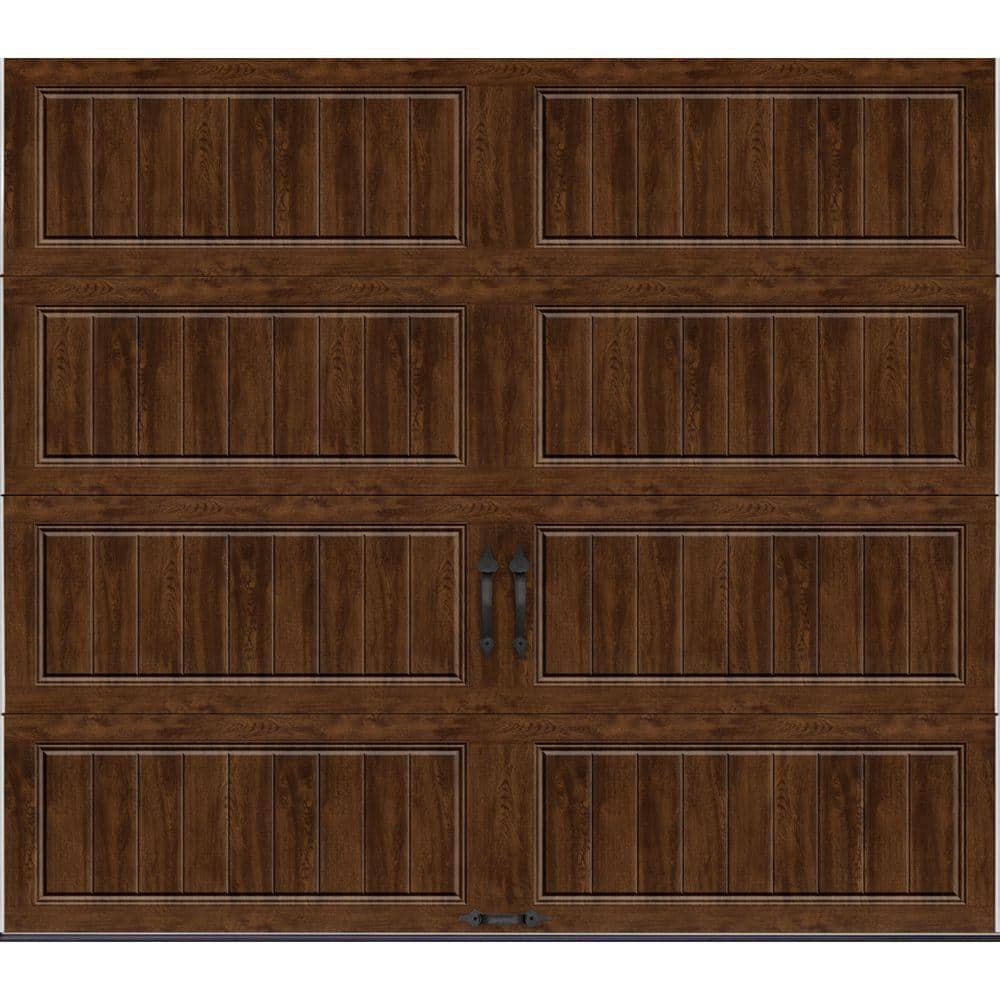 Clopay Gallery Steel Long Panel 8 ft x 7 ft Insulated 6.5 R-Value Wood Look Walnut Garage Door without Windows