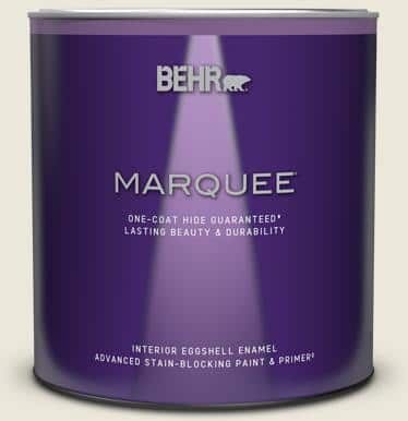 BEHR MARQUEE 1 qt. #BXC-32 Picket Fence White Eggshell Enamel Interior Paint & Primer