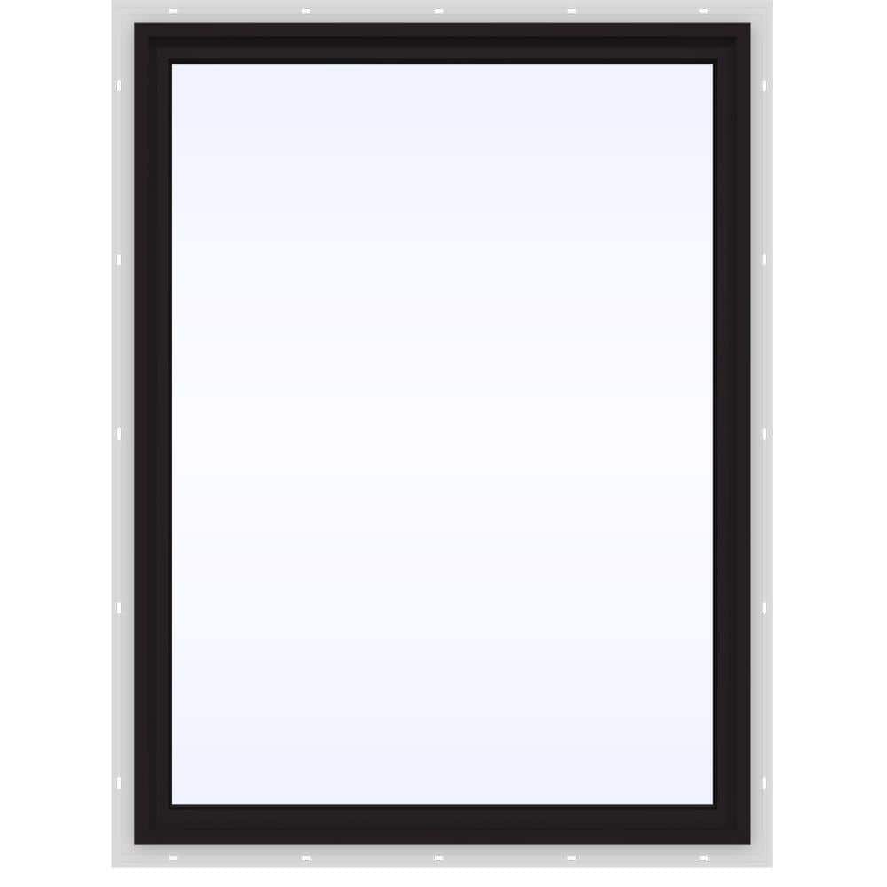 JELD-WEN 36 in. x 48 in. V-4500 Series Black Exterior/White Interior FiniShield Vinyl Picture Window w/ Low-E 366 Glass
