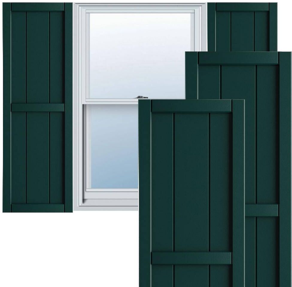 Ekena Millwork 10-3/4 in. x 47 in. True Fit PVC Two Board Framed Board and Batten Shutters Pair in Thermal Green