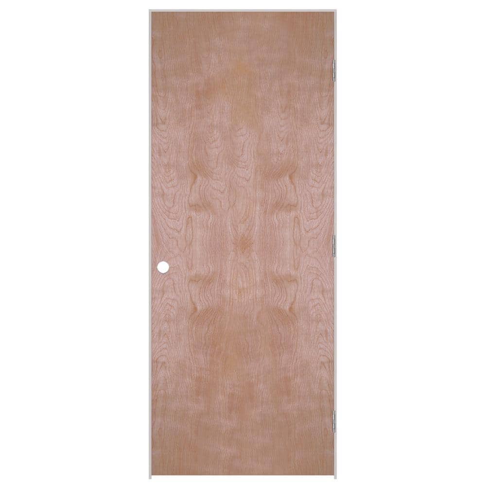 Masonite 24 in. x 80 in. Flush Hardwood Left-Handed Hollow-Core Smooth Birch Veneer Composite Single Prehung Interior Door