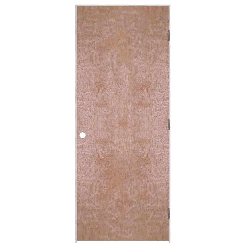 Masonite 28 in. x 80 in. Flush Hardwood Left-Handed Hollow-Core Smooth Birch Veneer Composite Single Prehung Interior Door