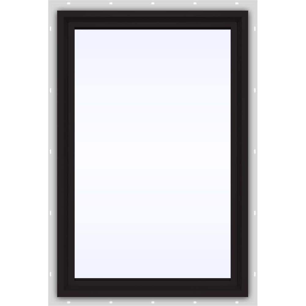 JELD-WEN 24 in. x 36 in. V-4500 Series Black Exterior/White Interior FiniShield Vinyl Picture Window w/ Low-E 366 Glass