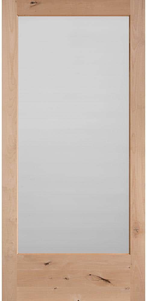 Masonite 40 in. x 84 in. Knotty Alder Veneer 1-Lite Solid Wood Interior Barn Door Slab