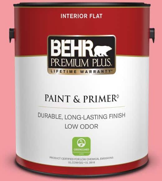 BEHR PREMIUM PLUS 1 gal. #130B-4 Primrose Garden Flat Low Odor Interior Paint & Primer