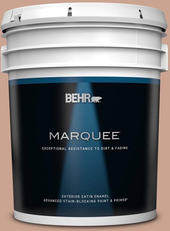 BEHR MARQUEE 5 gal. #220F-4 Sombrero Tan Satin Enamel Exterior Paint & Primer