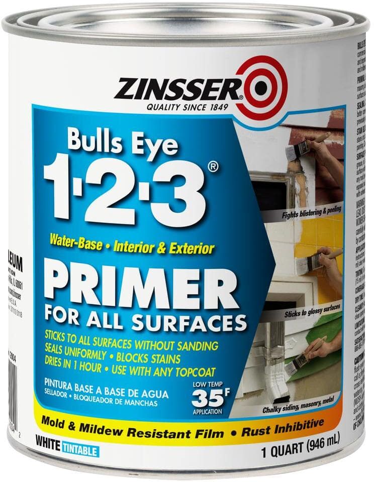 Zinsser Bulls Eye 1-2-3 1 qt. White Water-Based Interior/Exterior Primer and Sealer (6-Pack)