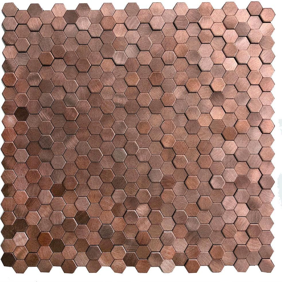 DIP Design Is Personal DIP Mini Bronze Hex Tile 12 in. x 12 in. Self-Adhesive PVC Backsplash (10 pack)