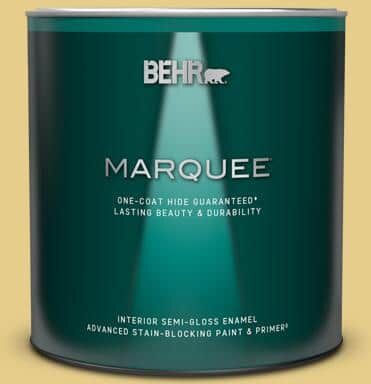 BEHR MARQUEE 1 qt. #T12-6 Lol Yellow Semi-Gloss Enamel Interior Paint & Primer