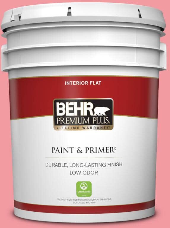 BEHR PREMIUM PLUS 5 gal. #130B-4 Primrose Garden Flat Low Odor Interior Paint & Primer