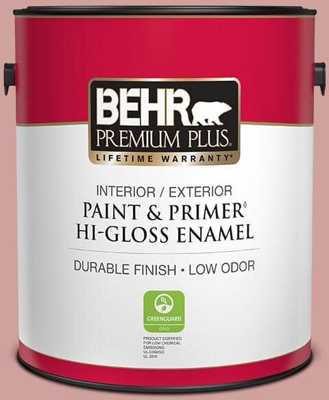 BEHR PREMIUM PLUS 1 gal. #S150-3 Rose Pottery Hi-Gloss Enamel Interior/Exterior Paint & Primer