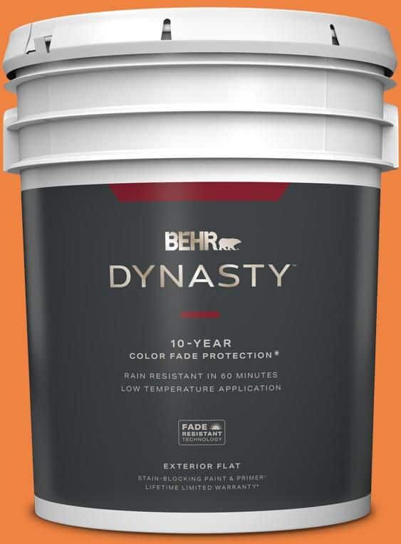 BEHR DYNASTY 5 gal. #P220-7 Construction Zone Flat Exterior Stain-Blocking Paint & Primer