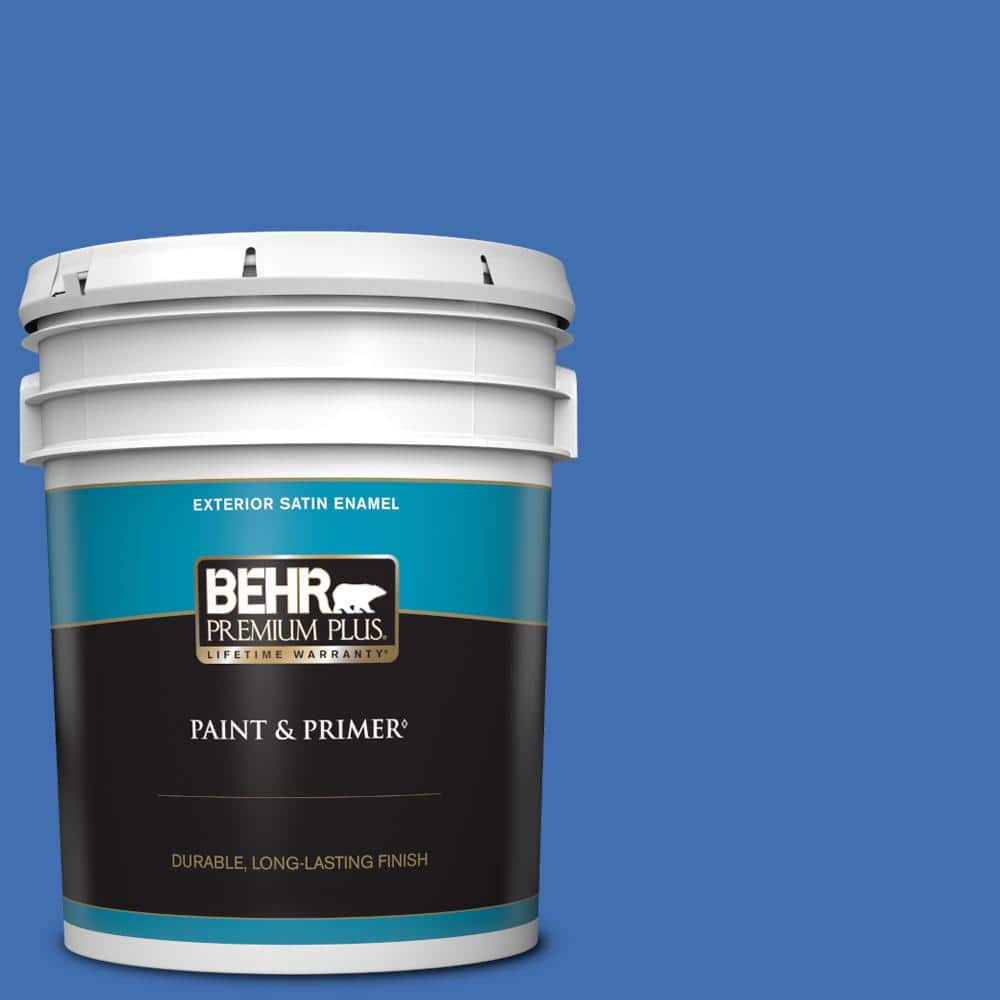 BEHR PREMIUM PLUS 5 gal. #T18-17 Wide Sky Satin Enamel Exterior Paint & Primer