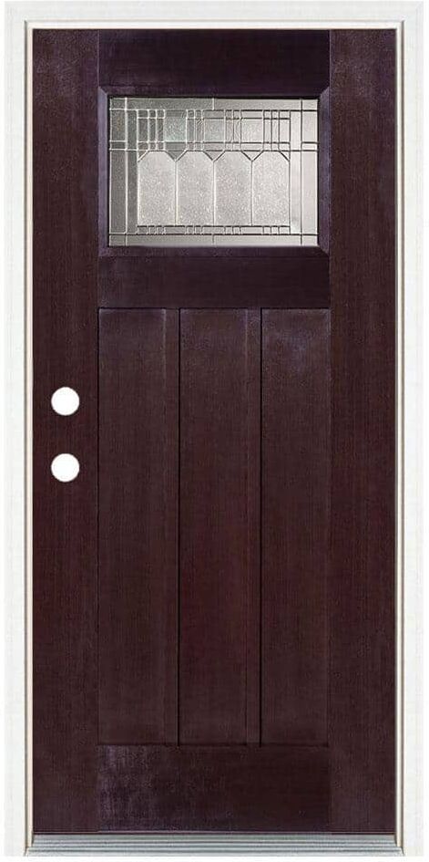 MP Doors 36 in. x 80 in. Dark Walnut Right-Hand Inswing Vintage Classic Craftsman Stained Fiberglass Prehung Front Door