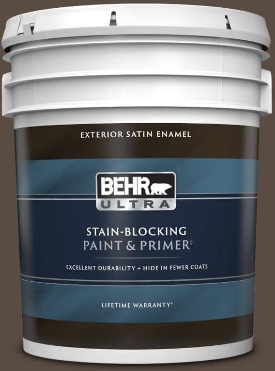 BEHR ULTRA 5 gal. #MQ2-39 Rare Wood Satin Enamel Exterior Paint & Primer