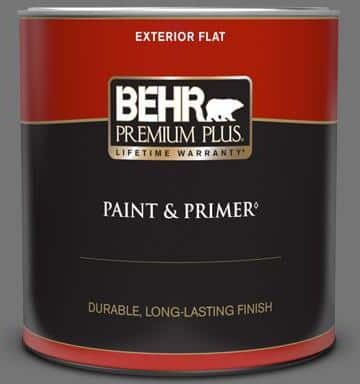 BEHR PREMIUM PLUS 1 qt. #N520-5 Iron Mountain Flat Exterior Paint & Primer